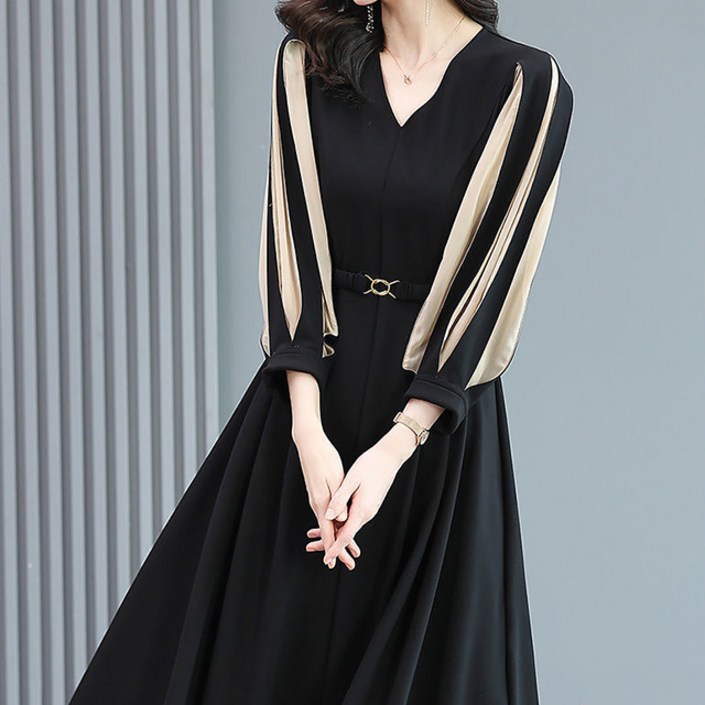 아뗄릭 브이넥 벨티드 심플 원피스 00702 빅사이즈 포함