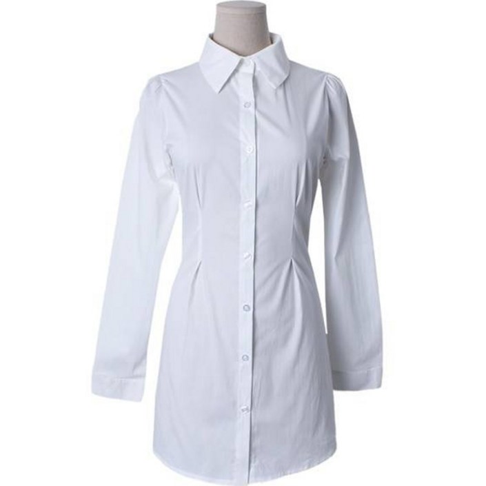 시크블랙 사오라 카라넥 허리뒷밴딩 셔츠 미니 원피스 cpops9399k38