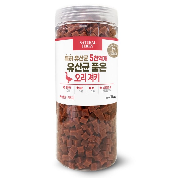 라피끄 강아지 유산균 품은 져키, 오리, 1kg, 1개 라피끄 강아지 유산균 품은 져키, 오리, 1kg, 1개