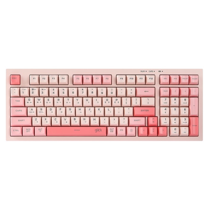 지클릭커 오피스프로 사일런스 M RGB 무소음 98키 무선 블루투스 키보드, CORAL Pink RC1, WK50, 제조사축 지클릭커 오피스프로 사일런스 M RGB 무소음 98키 무선 블루투스 키보드, CORAL Pink RC1, WK50, 제조사축