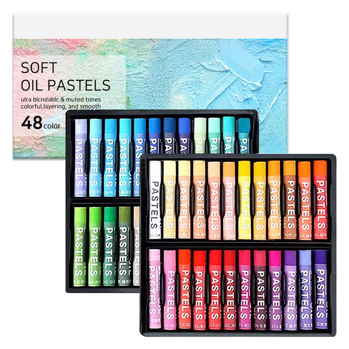 문구담 미술 소프트 오일파스텔, 1세트, 48색