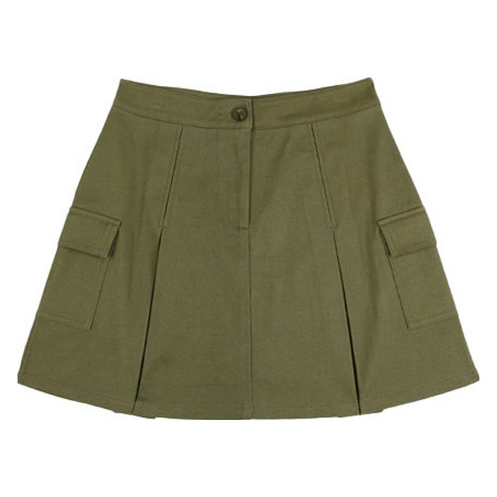 플랜데이 여성용 탄탄 코튼 스판 A라인 카고 미니스커트 숏