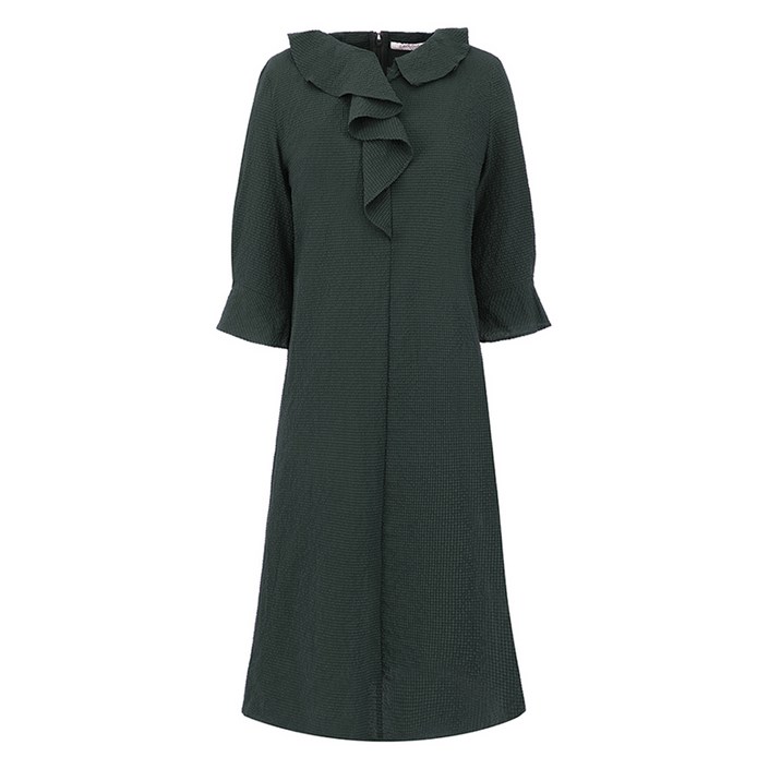 크로커다일레이디 버튼 포인트 소매 프릴넥 원피스 CLCMOP103