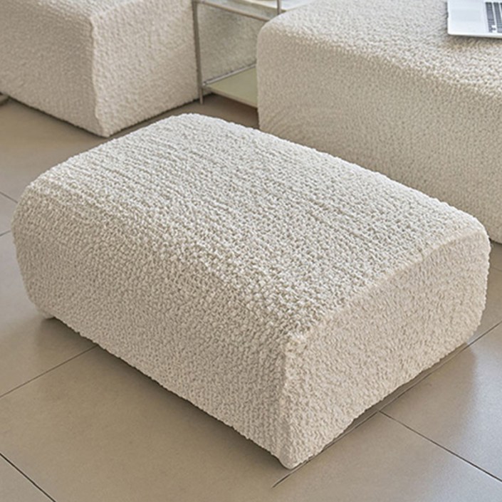 베베데코 고탄력 만능 스판 올핏 뱀부 쇼파커버 덮개 스툴형, 크림화이트, 1개