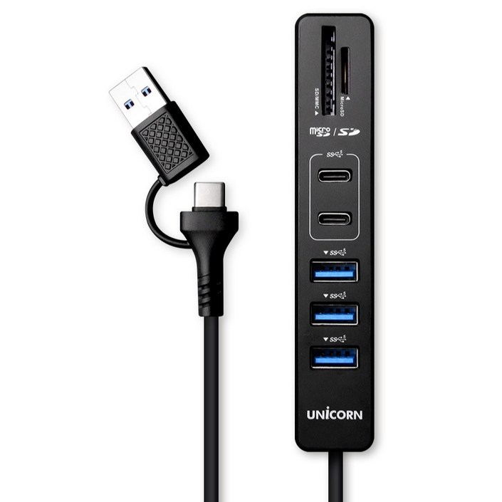 유니콘 A  C타입 컨넥터지원 USB3.2 Gen1 7In1 USB멀티허브 무전원 케이블 1.5m RHC700C