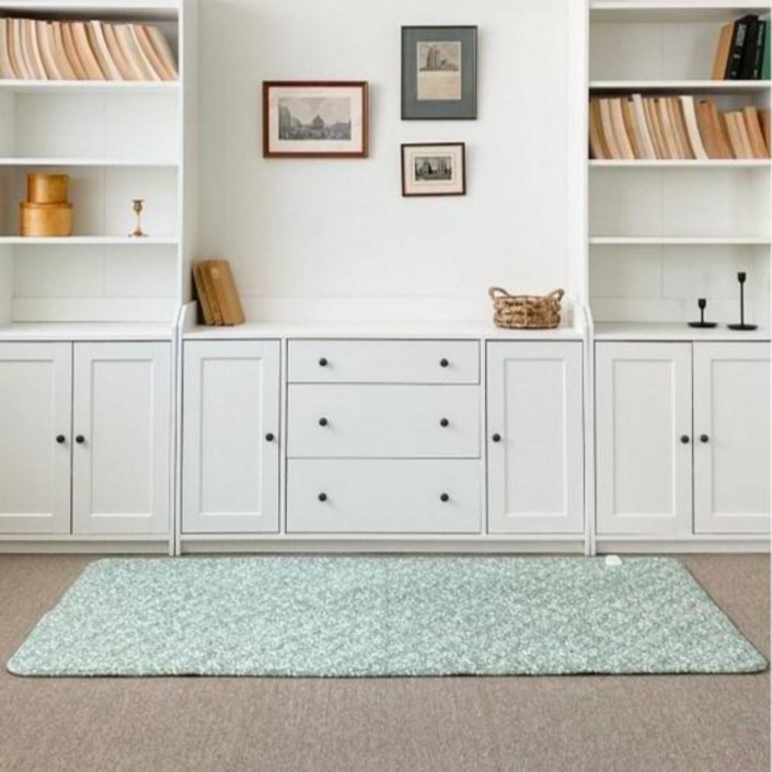 텐드리 워셔블 탄소매트 빈티지플라워, 그린, 싱글