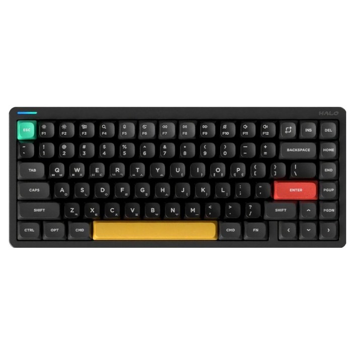 누피 한영 각인 유무선 텐키리스 기계식 키보드, 맥스갈축, Halo75 V2 IO, 옵시디언 블랙