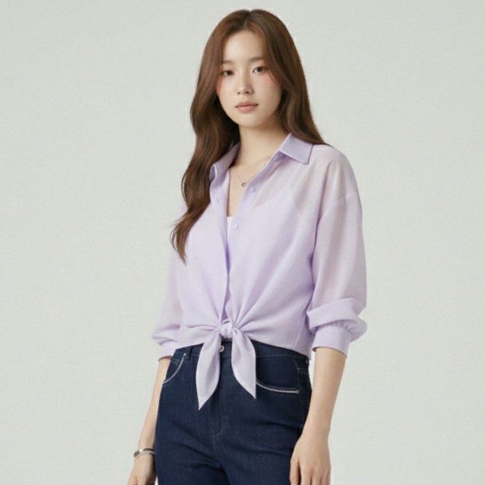 페이퍼먼츠 샤크 쉬폰 탑 리본 미니 자켓 블라우스 13934