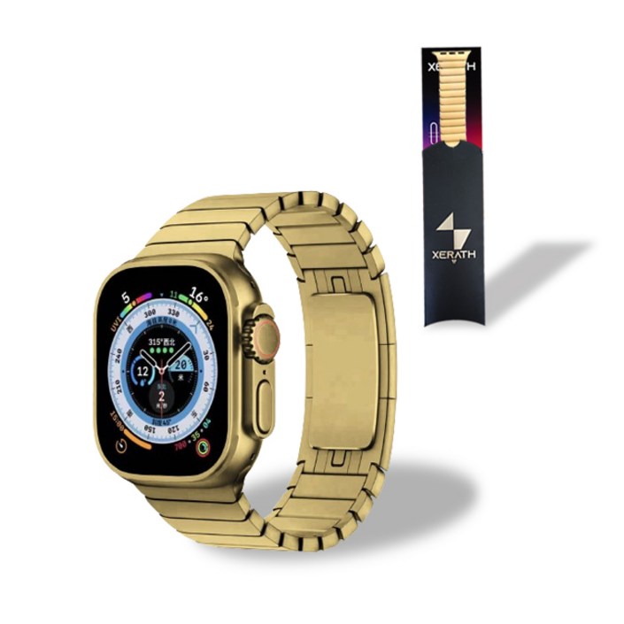 제라스 애플 스마트 워치 호환 메탈 스트랩 42  44  45  49mm, 골드