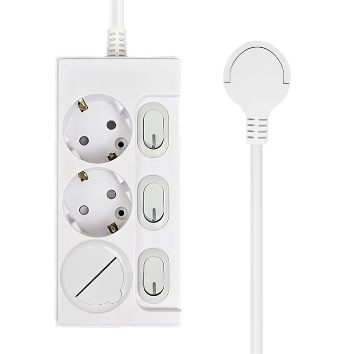 원스탑 제로갭 슬림 개별 스위치 멀티탭 3구 16A + 안전커버