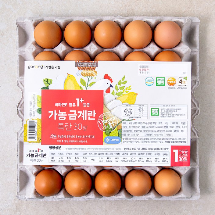 가농 무항생제 비타민E 함유 1+등급 특란, 30구, 1개