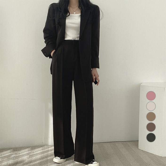 페이퍼먼츠 여성용 오피스 정장세트 싱글버튼 자켓  와이드 팬츠 06562