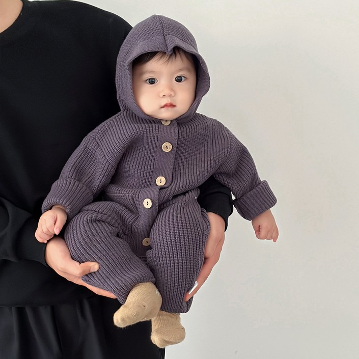 스타도어 유아용 미니멀 포근 후드 니트 우주복