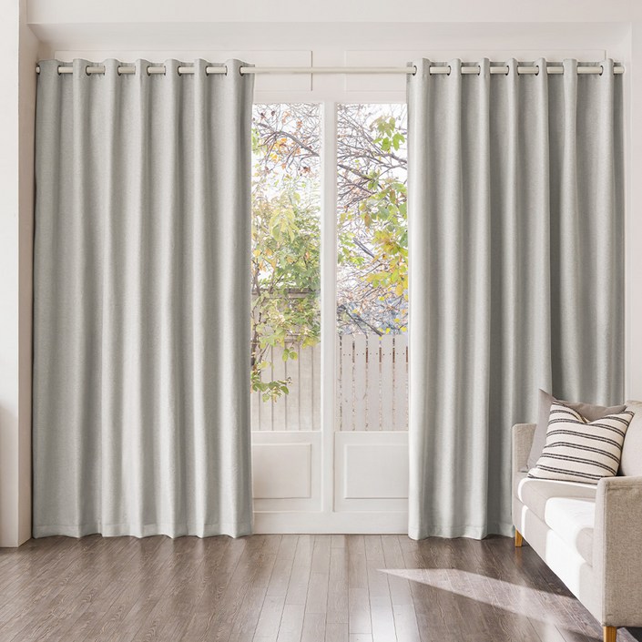 더자리 99.99% 빛차단 가벼운 아일렛형 암막커튼 2장 + 커튼끈 2개