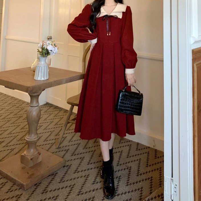 페이퍼먼츠 시크힐즈 르트랩 벌룬 소매 A라인 원피스 12052