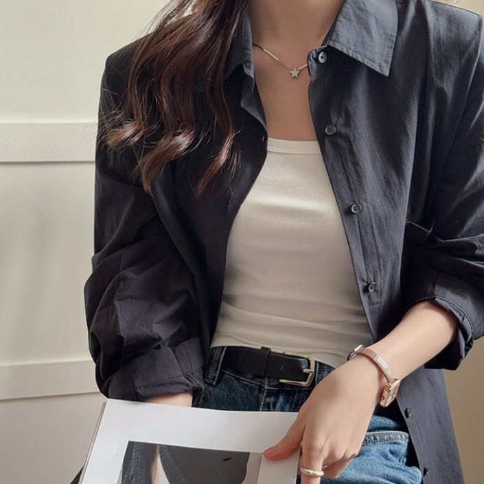 반야스토리 여성용 코튼 기본 루즈핏 셔츠 SS12A