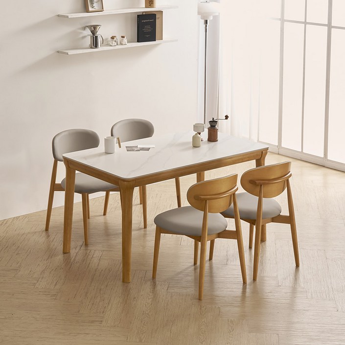 라로퍼니처 보나 포세린 통세라믹 식탁의자세트 4인용 방문설치, 화이트, 일반의자 4