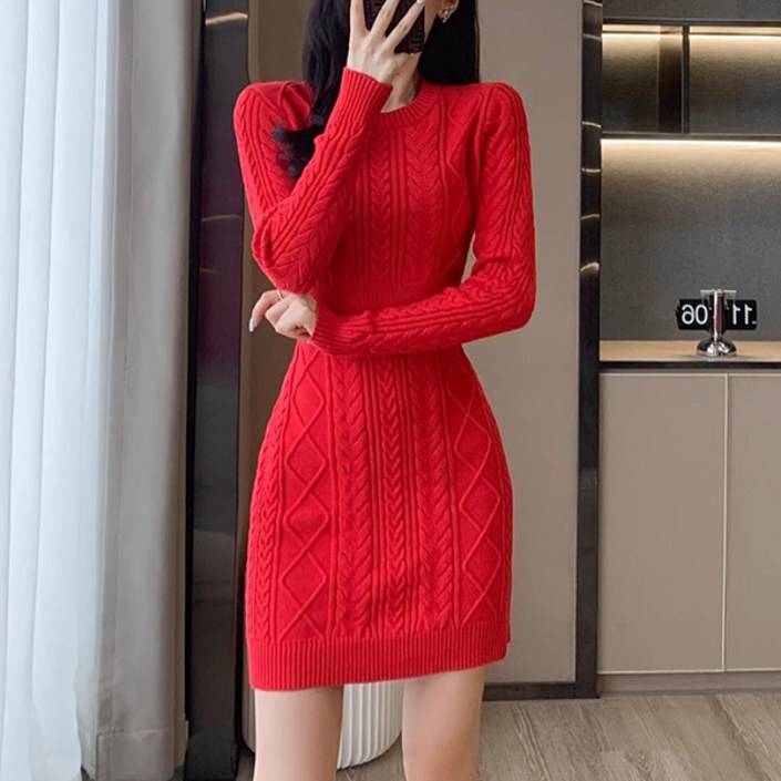 포플러앤씨 여성용 배퓨 니트 원피스 P25FOPS073136