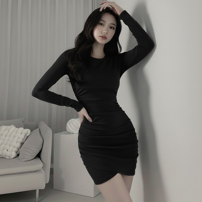 비비에모 그레이스 랩 셔링 미니 원피스 12356