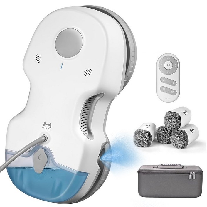 HUTT 창문 로봇청소기 베란다 아파트 유리창 이중창 청소 창문닦이 자동 분수 초강흡입력 리필걸레세트, S7흰색