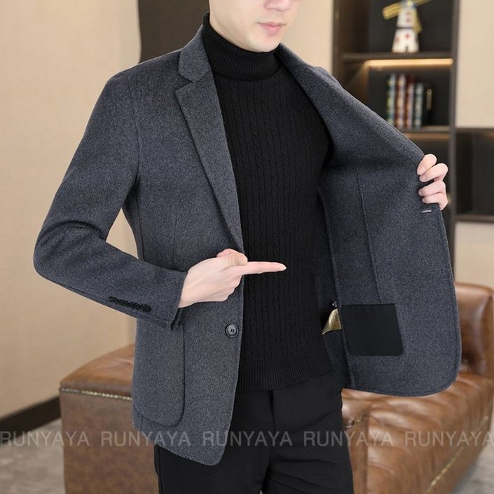 정장자켓남성   남자세미정장자켓중년 세미정장 하객룩 정장 점퍼 상의  비즈니스 슬림 정장 자켓 D99U