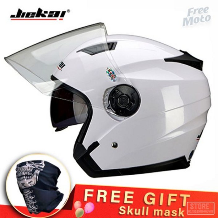 JIEKAI 공용 빈티지 더블 바이저 헬멧 스쿠터 자동 오토바이 모터 밴 사계절mXL 적합