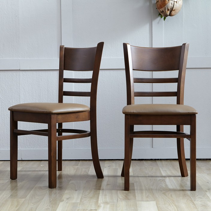 리비니아 케빈 카페 원목의자 2인용 식탁의자 인테리어의자 원목의자 카페의자 식당의자, 모카(가죽방석), 2개