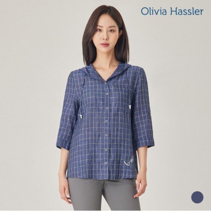 올리비아하슬러 체크후드넥롱블라우스OHBMBL314 1146940