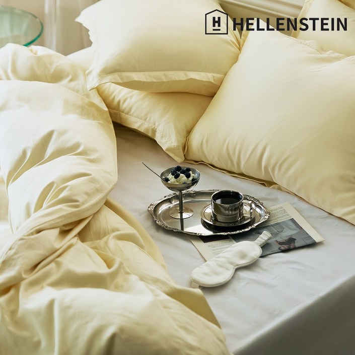 프리미엄리미티드에디션[헬렌스타인] 140수 에어리사틴 이불커버세트 S/Q/K (이불커버+베개커버), 화이트