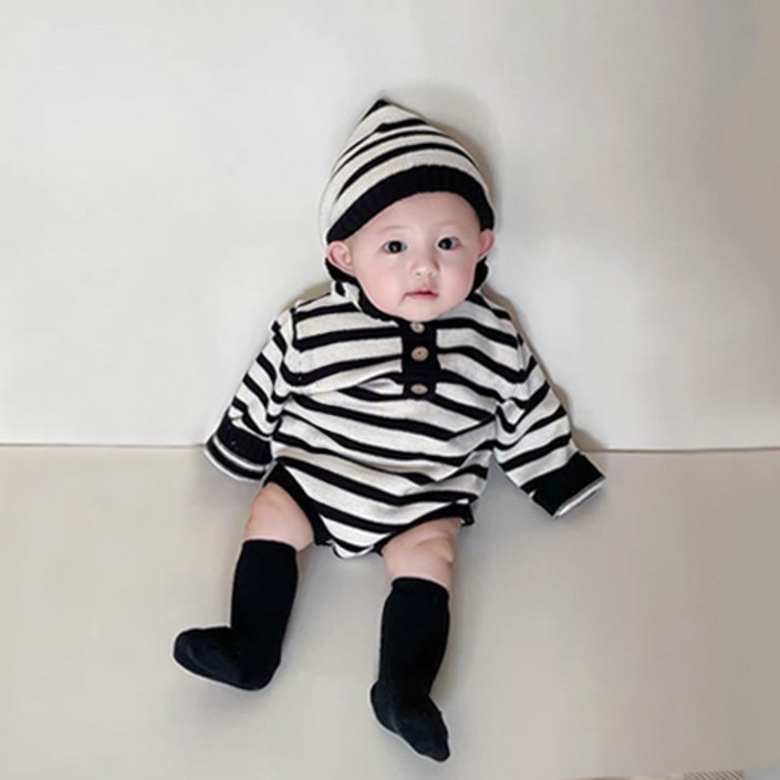 당일발송 아기 봄 가을 옷 단가라 후드 니트 바디수트 외출복