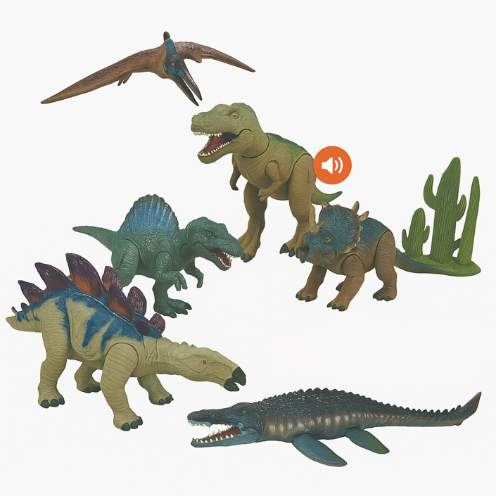 쥬라기 티라노와 공룡 친구들 6종 SET 인기 관절공룡 6종  공룡먹이용 리얼 생고기, 1개