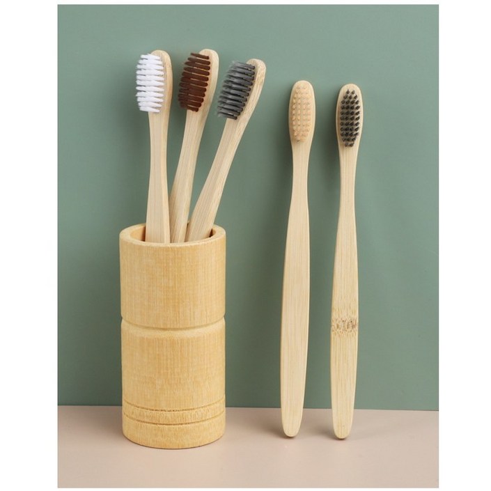 [베스트픽스] (10개+10개) 대나무 칫솔 미세모 친환경 국산 대나무, 2세트, 10개입, 블랙 X 아이보리