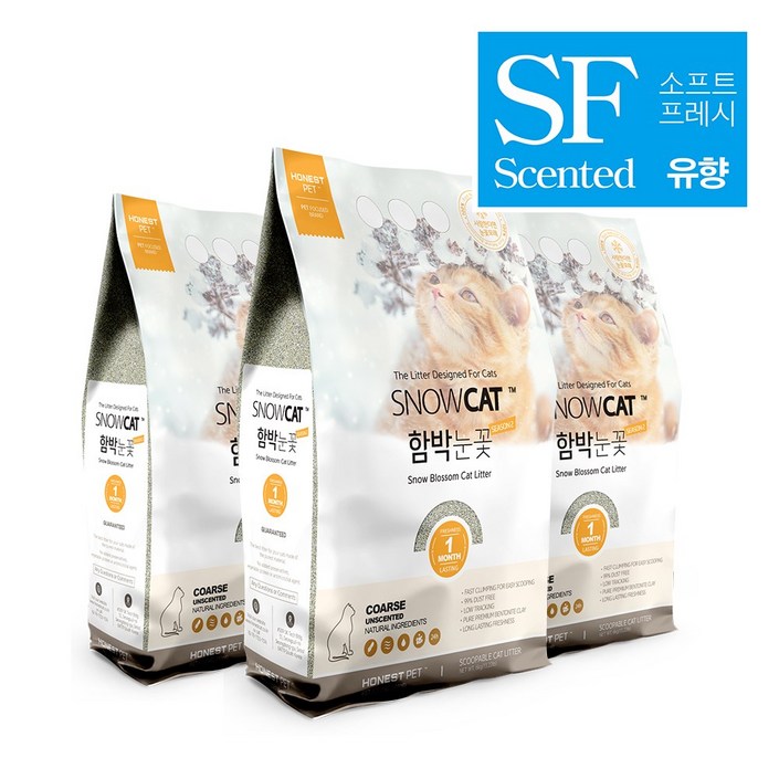 함박눈꽃 소프트프레시향 6kg x 3개 18kg 응고형 벤토나이트 고양이모래, 6kg, 3개 함박눈꽃 소프트프레시향 6kg x 3개 18kg 응고형 벤토나이트 고양이모래, 6kg, 3개
