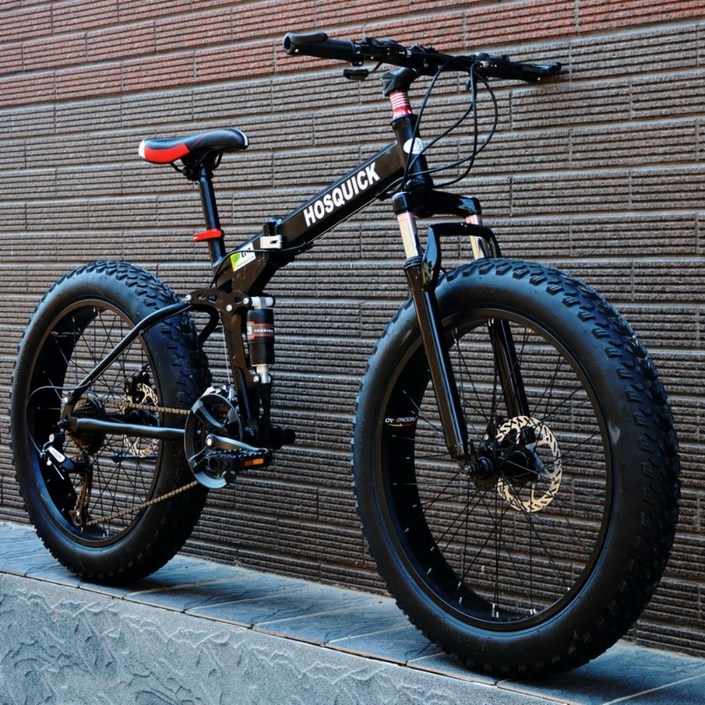 풀샥MTB 산악자전거 바퀴큰 광폭타이어 바퀴두꺼운 산악용 펫바이크 팻바이크 엠티비 오프로드, 블랙
