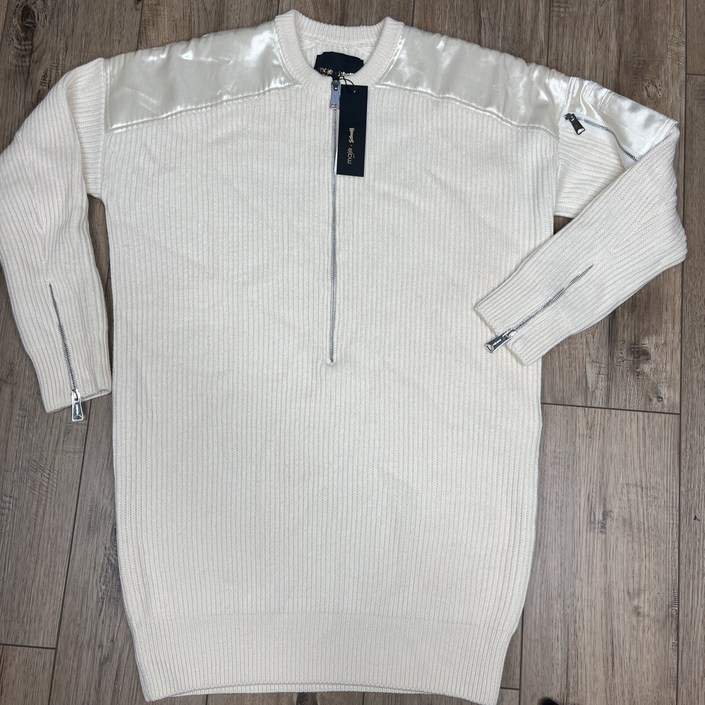 마쥬 Maje X Schott 스웨터 드레스 머스탱 크림 아이보리 니트 울 블렌드 여성 S 사이즈 5010385