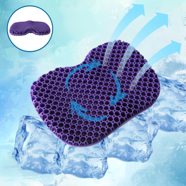 일상담다 인체공학 체중분산 젤리 통풍 쿨링방석 + 커버세트, 퍼플