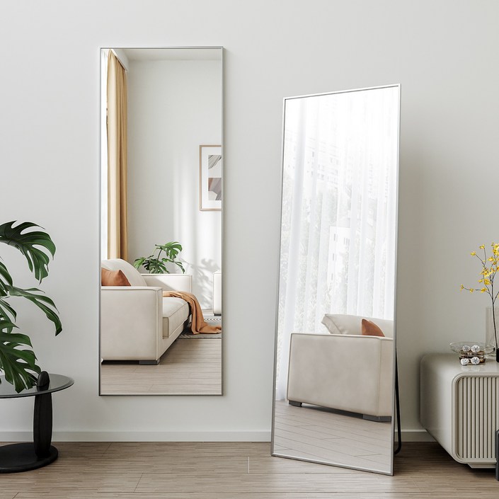 뷰티피크 3in1 스탠드 벽걸이 거치형 강화 안전 유리 전신거울 직사각형, 실버