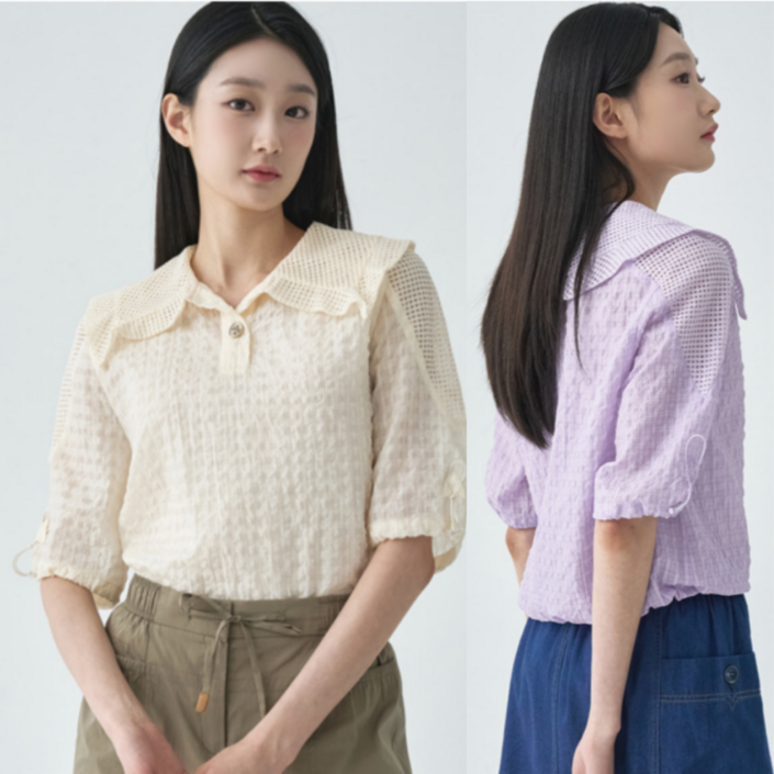 지센창원여성 와이드카라 블라우스 2색 LFWSO591