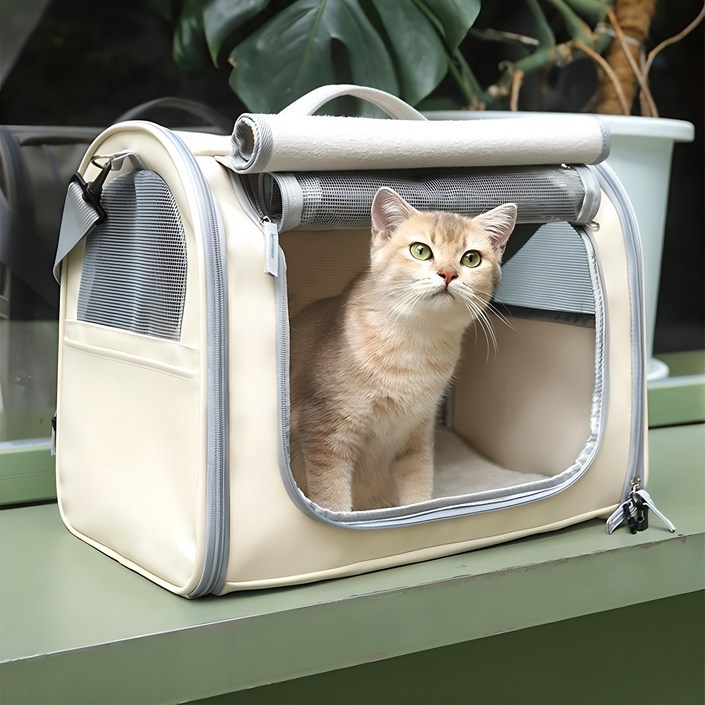 ZOZOFO 고양이 이동장 강아지 이동가방 반려동물 이동가방 삼면통풍 이동가방이너쿠션