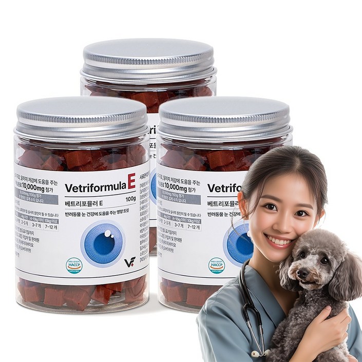 베트리포뮬러 반려동물 종합유산균영양제 관절 피부 면역 오메가3, 100g, 3개, E 눈영양제 루테인 베트리포뮬러 반려동물 종합유산균영양제 관절 피부 면역 오메가3, 100g, 3개, E 눈영양제 루테인