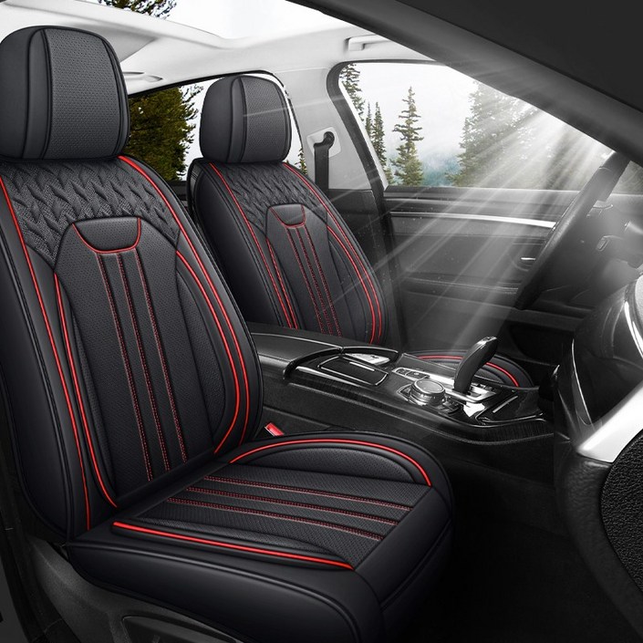 Novaseed 범용 고급 자동차 시트 커버, 방수, 통기성, 미끄럼 방지, 스포츠 스타일 시트 커버, 승용차 SUV 등에 적합합니다, BlackRed, 1개