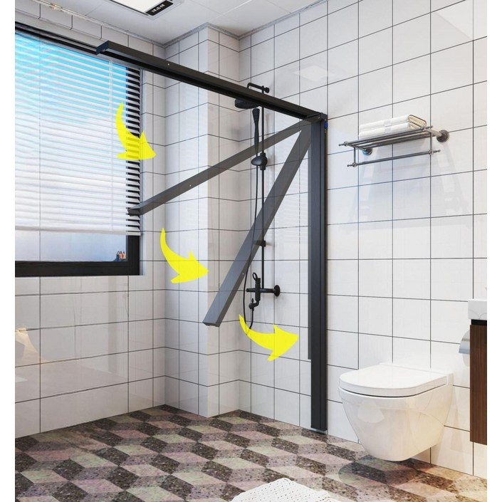 무타공 접이식 샤워커튼 욕실 샤워부스 커튼 가림막