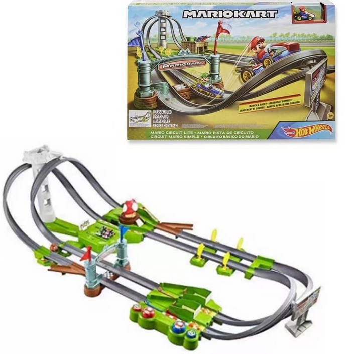 핫휠 마리오 카트 서킷 라이트 트랙 세트 5세 이상 【마리오카 1대 포함】 GHK15