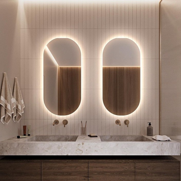 LED 간접조명 타원형 거울 욕실 미용실 인테리어 전구색 직렬형 3000k