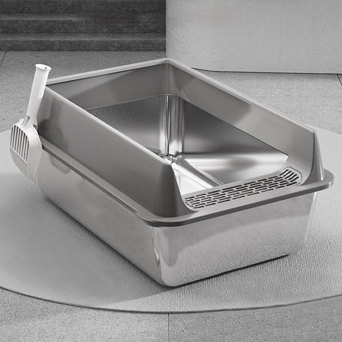 Star Fun 스테인리스강 고양이 화장실 대형 항균무취, 1개, 스테인리스 스틸