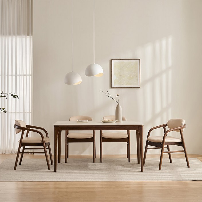 삼익가구 더우디 포세린 통세라믹 4인용 원목 식탁 1400 테이블