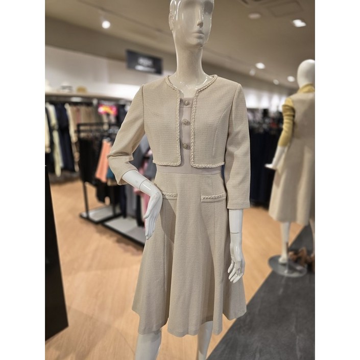 이엔씨 베이지 카라 탈부착 원피스ENOW33801W