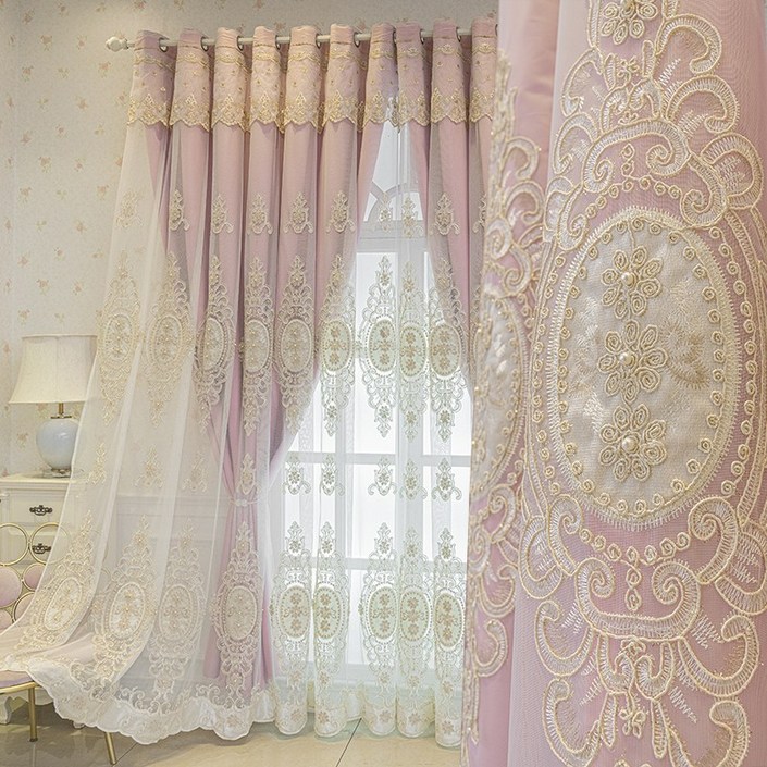 아일렛형 유럽식 귀족 럭셔리자수 고급 차광 3단 커튼입니다 11