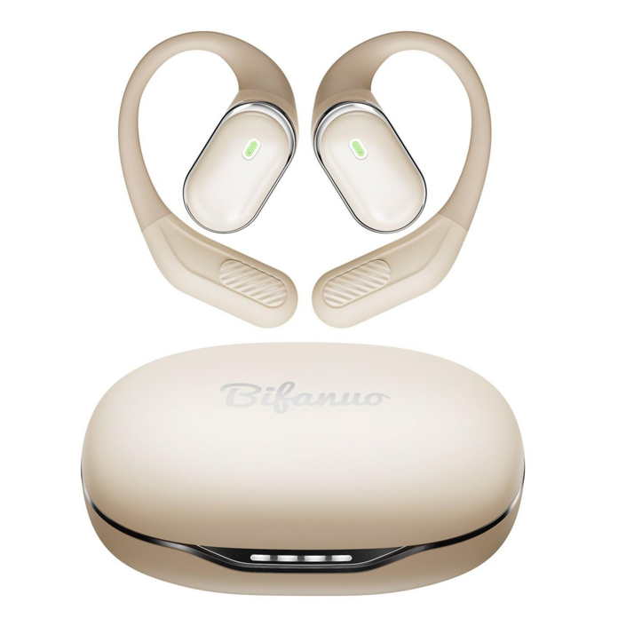 비파노 ACC ENC 노이즈캔슬링 HI-FI 오픈 귀걸이형 5.4 블루투스 이어폰, 아이보리, T6