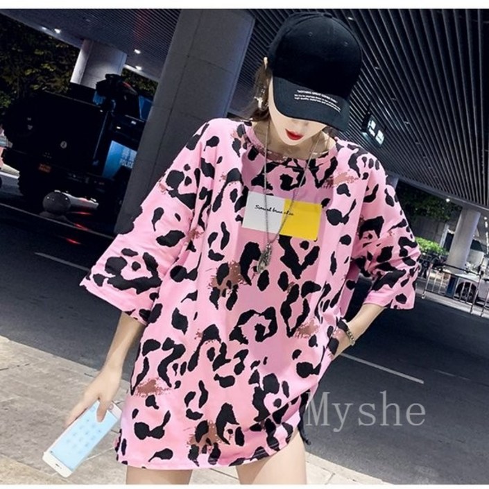 Myshe여성  신상 롱 반팔 티셔츠 원피스 박스티 면티 B6 S100721